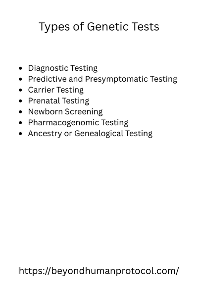 Types of Genetic Tests with Bullet Points