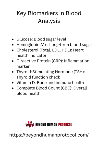 Key Biomarkers in Blood Analysis with Bullet Points