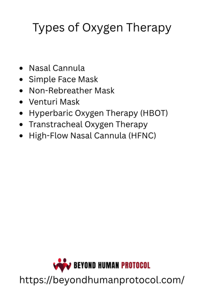 Types of Oxygen Therapy with Bullet Points